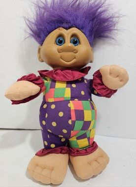 Vintage 1992! GANZ Terra Nova 11"  Purple Haired Patchwork Troll Doll